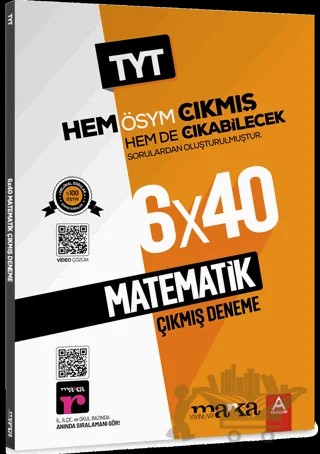 TYT Matematik ÖSYM Çıkmış ve Çıkabilecek Sorulardan Oluşturulmuş 6 Deneme Sınavı Tamamı Video Çözümlü – Kolektif – Marka Yayınları kitap kapağı