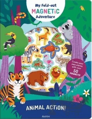 My Fold-Out Magnetic Adventure: Animal Action – Kolektif – Auzou Books kitap kapağı