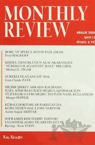 Monthly Review Bağımsız Sosyalist Dergi Sayı: 12 / Aralık 2006 – Monthly Review Dergisi kitap kapağı