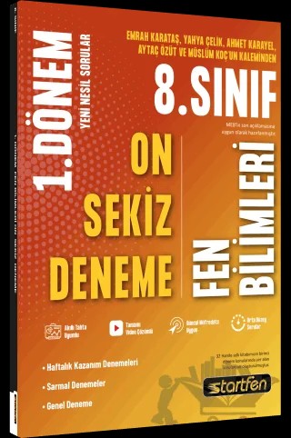8. Sınıf 1. Dönem 18'li Fen Bilimleri Denemesi – Kolektif – Startfen Yayınları kitap kapağı
