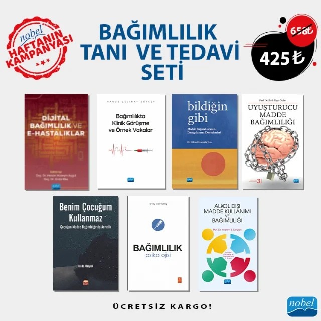 BAĞIMLILIK TANI VE TEDAVİ SETİ – Yıldırım B. Doğan Hande Çelikay Söyler Jenny Svanberg Hande Albayrak Salih Yaşar Özden YazarlarAhmet Songur, Alper Tütünsatar, Çiçek Bozyel, Elif Gün, Erdal Eke, Fahrettin Apak, Fatma Yağmur Evcil, Fulya Akgül Gök, Gizem Tan Eren, Hande Nur Eroğlu, Hasan Hüseyin Aygül, Hasan Rençber, Hilal Akman – Haftanın Kampanyası kitap kapağı