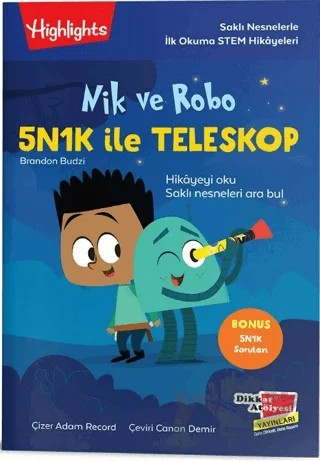 Nik ve Robo 5N1K ile Teleskop – Adam Record – Dikkat Atölyesi Yayınları kitap kapağı