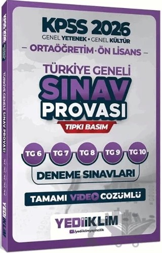 2026 KPSS Lise Ortaöğretim Ön Lisans Türkiye Geneli Sınav Provası 5 Deneme Çözümlü (6-7-8-9-10) – Kolektif – Yediiklim Yayınları kitap kapağı