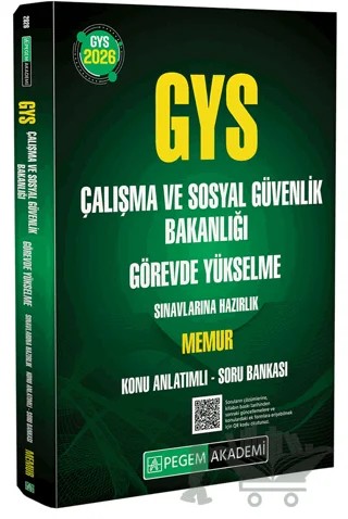 2026 GYS Çalışma ve Sosyal Güvenlik Bakanlığı Görevde Yükselme Sınavlarına Hazırlık Memur Konu Anlatımlı Soru Bankası – Kolektif – Pegem Akademi Yayıncılık kitap kapağı
