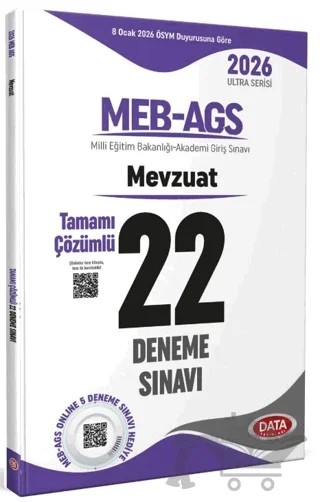 2026 MEB-AGS Mevzuat Tamamı Çözümlü 22 Deneme Sınavı – Kolektif – Data Yayınları kitap kapağı