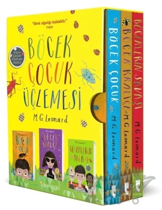 Böcek Çocuk Üçlemesi (3 Kitap Kutulu Set) – M. G. Leonard – Domingo Yayınevi kitap kapağı
