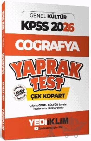 2026 KPSS - AGS Genel Kültür Coğrafya Çek Kopart Yaprak Test – Kollektif – Yediiklim Yayınları kitap kapağı