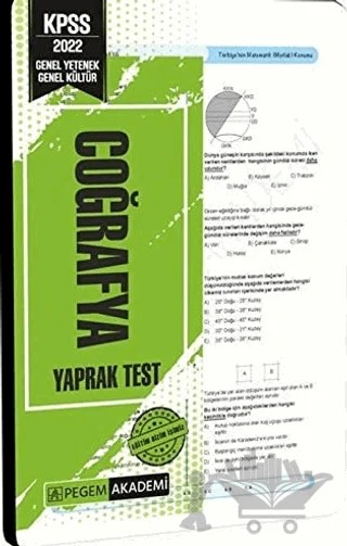 2022 KPSS Genel Yetenek Genel Kültür Coğrafya Yaprak Test – Kolektif – Pegem Akademi Yayıncılık kitap kapağı