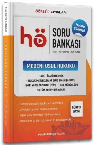 HMGS Hakimlik Medeni Usul Hukuku Soru Bankası – Mehmed Emin Uslu – Öğretir Yayınları kitap kapağı