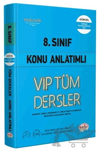 8. Sınıf VIP Tüm Dersler Konu Anlatımlı Mavi Kitap – Kolektif – Editör Yayınevi kitap kapağı