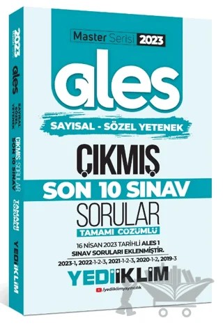 2023 ALES Sayısal - Sözel Yetenek Son 10 Sınav Tamamı Çözümlü (ALES-1 Dahil) – Kolektif – Yediiklim Yayınları kitap kapağı