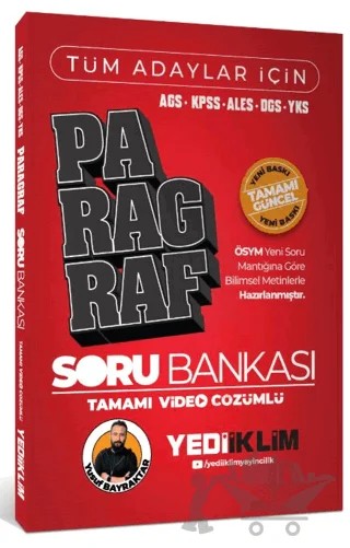 AGS KPSS ALES DGS YKS Tüm Adaylar İçin Paragraf Tamamı Video Çözümlü Soru Bankası – Yusuf Bayraktar – Yediiklim Yayınları kitap kapağı