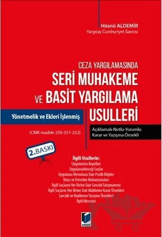Ceza Yargılamasında Seri Muhakeme ve Basit Yargılama Usulleri – Hüsnü Aldemir – Adalet Yayınevi kitap kapağı