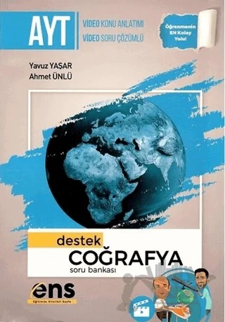 YKS AYT Coğrafya Destek Soru Bankası Video Çözümlü – Ahmet Ünlü, Yavuz Yaşar – ENS Yayınları kitap kapağı