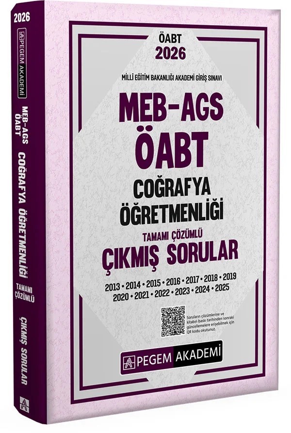 2026 MEB AGS ÖABT Coğrafya Öğretmenliği Tamamı Çözümlü Çıkmış Sorular – Değerli Öğretmen Arkadaşlarımız – Pegem Akademi Yayıncılık kitap kapağı
