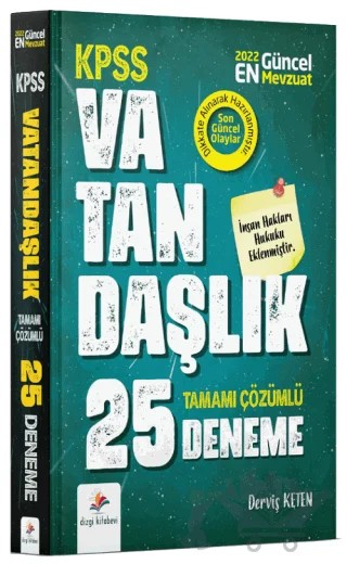 2022 KPSS Vatandaşlık Tamamı Çözümlü 25 Deneme – Derviş Keten – Dizgi Kitap kitap kapağı