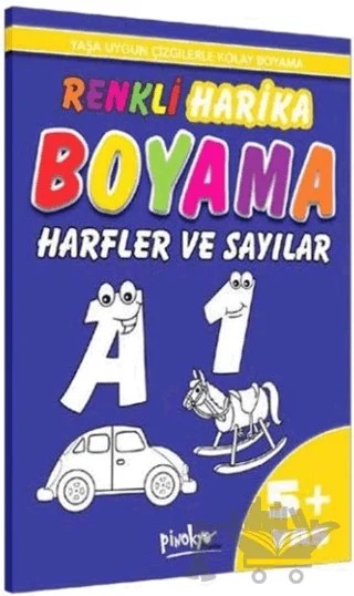 Renkli Harika Boyama Harfler ve Sayılar 5+ Yaş – Kolektif – Pinokyo Yayınları kitap kapağı