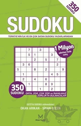 350 Sudoku (Yeşil Kapak) – Okan Arıkan, Sinan Çeçen – Mikado Yayınları kitap kapağı