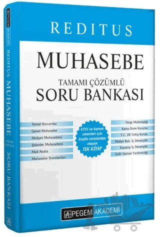 2022 Reditus Muhasebe Tamamı Çözümlü Soru Bankası – Peril Özergün, Saadet Erdem – Pegem Akademi Yayıncılık kitap kapağı