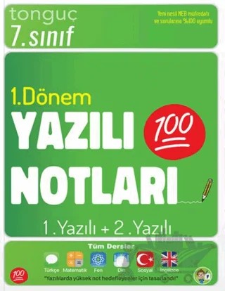 7. Sınıf Yazılı Notları 1. Dönem 1 ve 2. Yazılı – Kolektif – Tonguç Akademi kitap kapağı