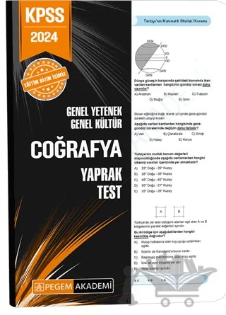 2024 KPSS Genel Yetenek Genel Kültür Coğrafya Yaprak Test – Kolektif – Pegem Akademi Yayıncılık kitap kapağı