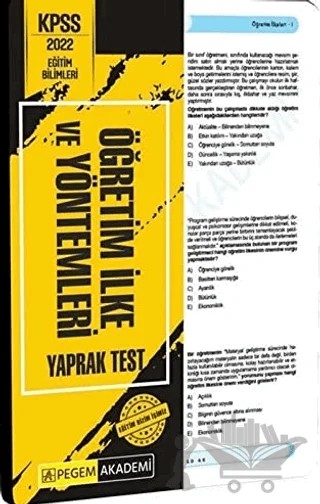 2022 KPSS Eğitim Bilimleri Öğretim İlke ve Yöntemleri Yaprak Test – Kolektif – Pegem Akademi Yayıncılık kitap kapağı