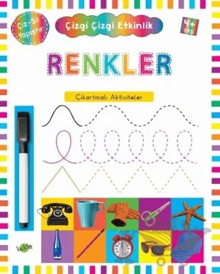 Renkler 4 Yaş ve Üstü - Çizgi Çizgi Etkinlik – Kolektif – Kukla Yayınları kitap kapağı