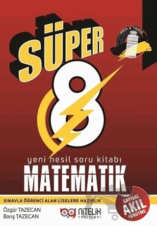 Nitelik 8. Sınıf Yeni Nesil Süper Matematik Soru Kitabı – Barış Tazecan, Özgür Tazecan – Nitelik Yayınları - Bayilik kitap kapağı