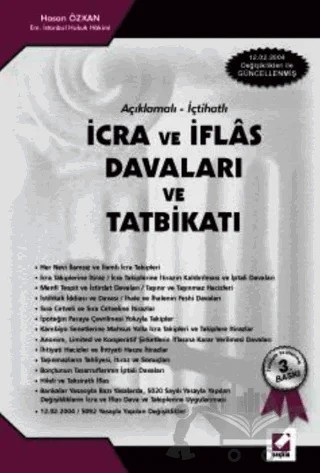 İcra ve İflas Davaları ve Tatbikatı – Hasan Özkan – Seçkin Yayıncılık kitap kapağı