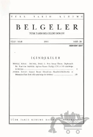 Türk Tarih Belgeleri Dergisi Cilt: 22 Sayı: 26 – Türk Tarih Kurumu Yayınları kitap kapağı