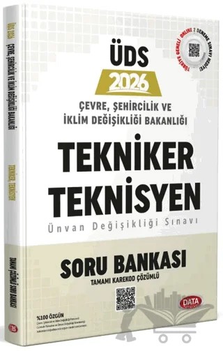 2026 Çevre, Şehircilik ve İklim Değişikliği Bakanlığı Tekniker ve Teknisyen Ünvan Değişikliği Sınavı Soru Bankası – Kolektif – Data Yayınları kitap kapağı