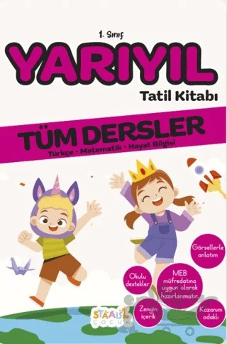 İlkokul 1. Sınıf Kaynak Kitapları Serisi / 1. Sınıf Yarıyıl Tatil Kitabı (Yeni Müfredat) – Kolektif – Staau Çocuk kitap kapağı