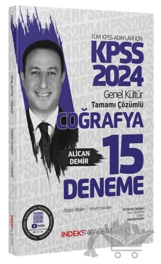2024 KPSS Coğrafya 15 Deneme Çözümlü – Alican Demir – İndeks Akademi Yayıncılık kitap kapağı
