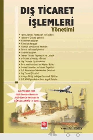 Dış Ticaret İşlemleri Yönetimi – Yaser Gürsoy – Ekin Basım Yayın kitap kapağı