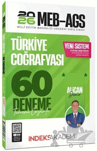 2026 MEB-AGS Türkiye Coğrafyası 60 Deneme Çözümlü – Alican Demir – İndeks Akademi Yayıncılık kitap kapağı