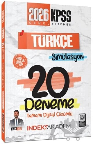 2026 KPSS Türkçe Simülasyon 20 Deneme Çözümlü – Berk Ekici – İndeks Akademi Yayıncılık kitap kapağı