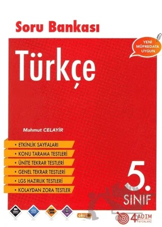5. Sınıf Türkçe Soru Bankası – Mahmut Celayir – 4 Adım Yayınları kitap kapağı