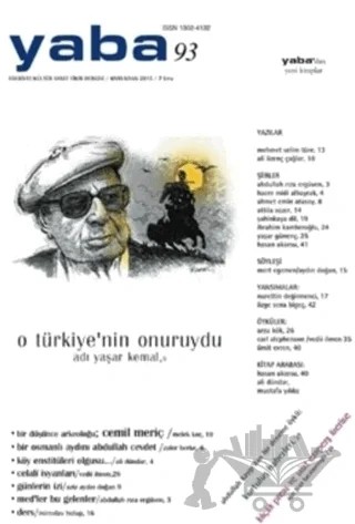 Yaba Edebiyat Dergisi Sayı: 93 – Yaba Dergisi Yayınları kitap kapağı