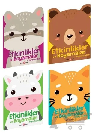 Etkinlikler ve Boyamalar + Yapıştırmalar Seti (Rakuncuk-Ayıcık-İnekçik-Kedicik ) – Adele Constant – Beta Kids kitap kapağı
