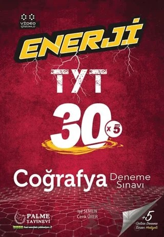 Palme YKS TYT Enerji Coğrafya 30 Deneme Sınavı Video Çözümlü – Cenk Ürer, Işıl Semen – Palme Yayınları kitap kapağı