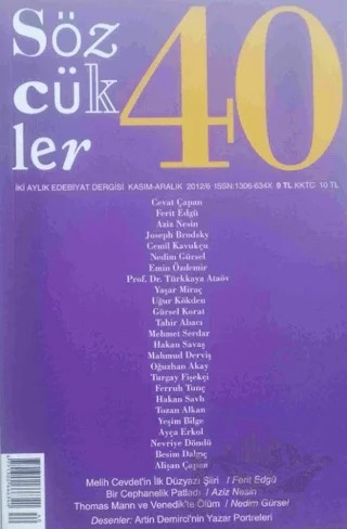 Sözcükler Dergisi Sayı: 40 Kasım - Aralık 2012 – Sözcükler Yayınları kitap kapağı