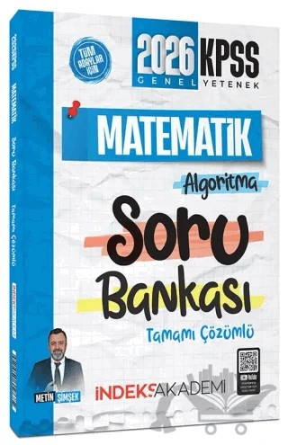 2026 KPSS Matematik Algoritma Soru Bankası Çözümlü – Metin Şimşek – İndeks Akademi Yayıncılık kitap kapağı