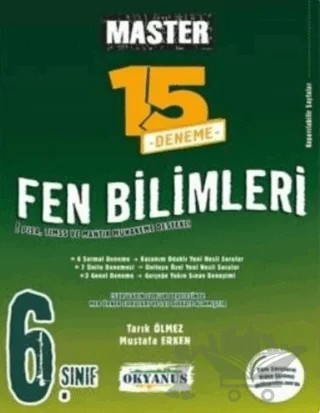6. Sınıf Master Fen Bilimleri 15 Deneme – Mustafa Erken, Tarık Ölmez – Okyanus Yayınları kitap kapağı
