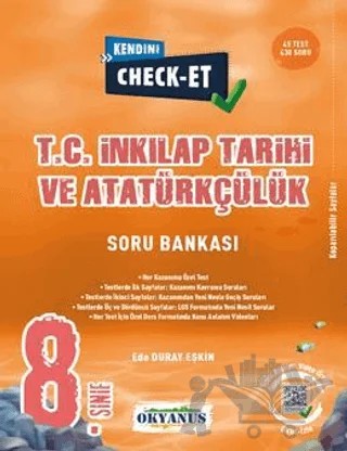 8. Sınıf Kendini Check - Et İnkılap Tarihi Ve Atatürkçülük Soru Bankası – Eda Eşkin Duray – Okyanus Yayınları kitap kapağı