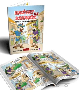 Hacivat İle Karagöz - Karagöz İngilizce Öğreniyor – Murat Sevinç – Bordo Ressam kitap kapağı