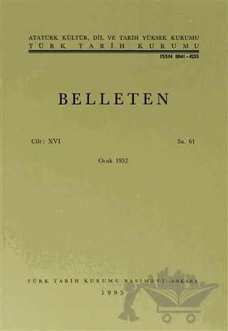 Belleten Sayı: 61 Cilt: 16 – Türk Tarih Kurumu Yayınları kitap kapağı