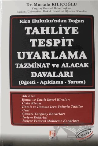 Kira Hukuku'ndan Doğan Tahliye Tespit Uyarlama Tazminat ve Alacak Davaları – Mustafa Kılıçoğlu – Bilge Yayınevi kitap kapağı