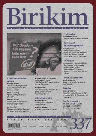 Birikim Aylık Sosyalist Kültür Dergisi Sayı: 337 Mayıs 2017 – Birikim Yayınları kitap kapağı