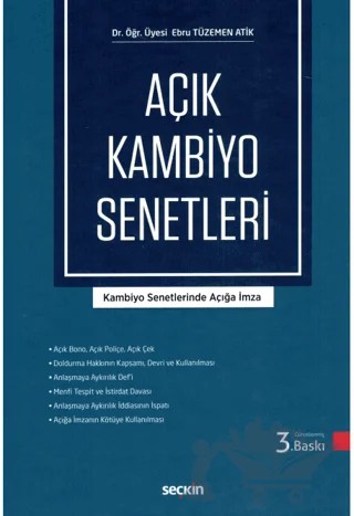 Açık Kambiyo Senetleri – Ebru Tüzemen Atik – Seçkin Yayıncılık kitap kapağı