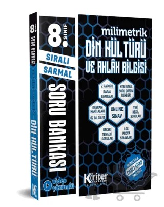 8. Sınıf Din Kültürü ve Ahlak Bilgisi Soru Bankası – Kolektif – Kriter Akademi kitap kapağı